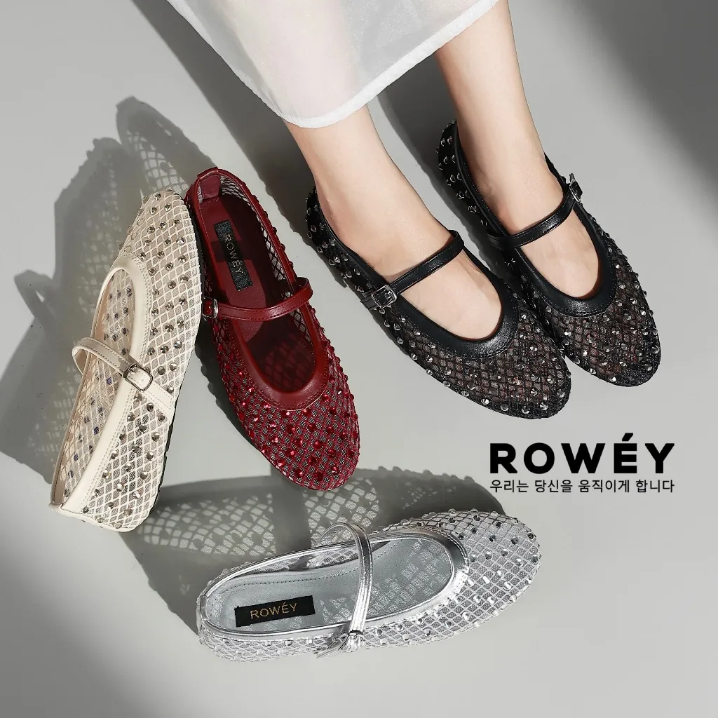 Rowey Sepatu Wanita Flat Shoes Mewah Sepatu Flat Ballerina Korea Feby