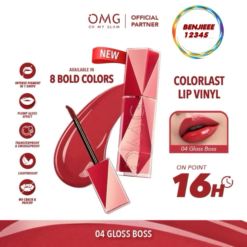 OMG OH MY GLAM Colorlast Lip Vynil 2.5 g - Transferproof Gloss - Longlasting Stain - Intense Color - Plumpy comfortable on Lips omg OMG Omg oh my glam glow color last colorlast lips lip vynil