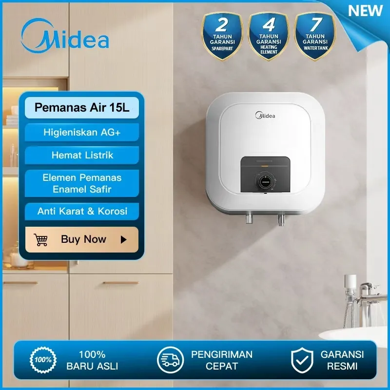 [Desain Baru] Midea 15L Pemanas Air Electric Water Heater D15-02VD1