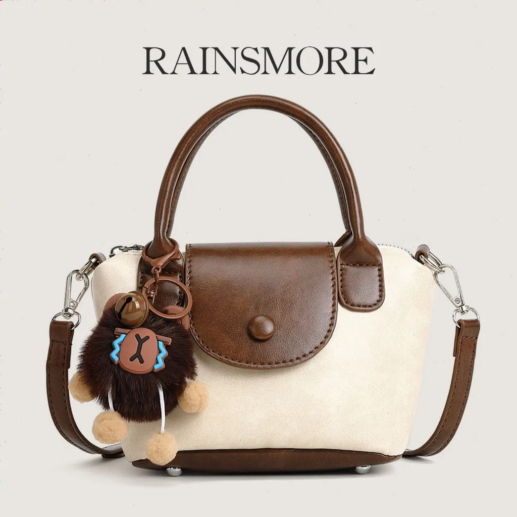 RAINSMORE Tas Tangan Wanita Elegan + Bonus Gantungan Lucu! Kecil Stylish & Serbaguna, Cocok untuk Kerja, Jalan & Musim Semi/Panas