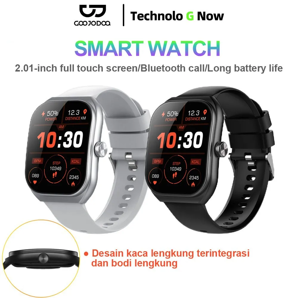 Goojodoq GS03 2.01-inch Curve Smart Watch New | IP68 Waterproof |  Curved IPS Screen | Bluetooth Call | Running Pace | Custom Wallpaper Smartwatch