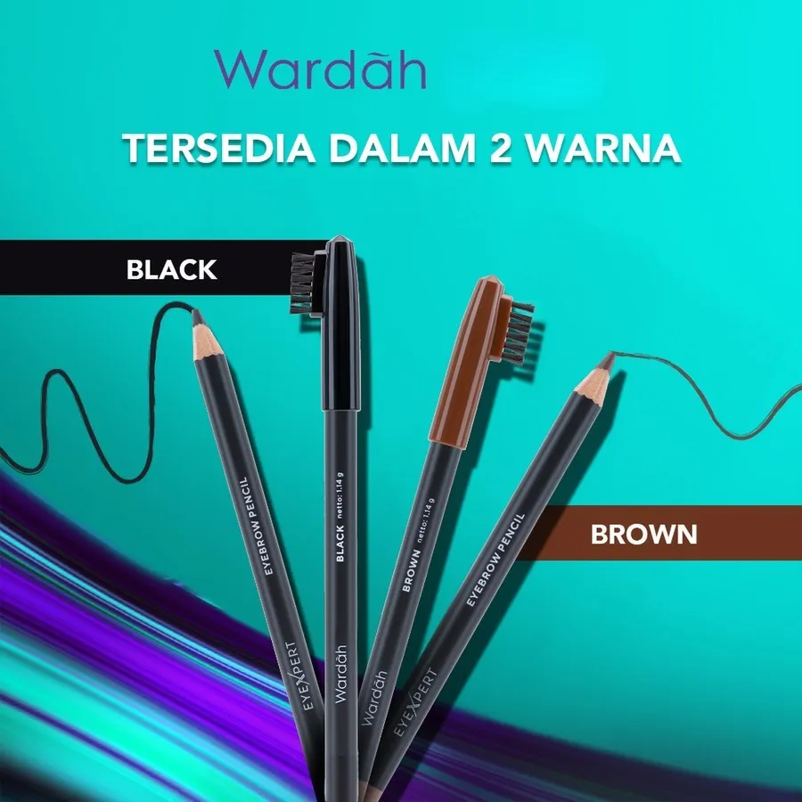 AS Wardah Eyexpert Eye Brow Pencil With Brush Pensil Alis Coklat / Hitam Sikat Eyebrow