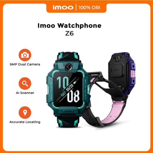 [imoo 100% Original] imoo Watch Phone Z6 Front & Rear Dual Camera Flip New Vision Swimming Waterproof 4G Video Call