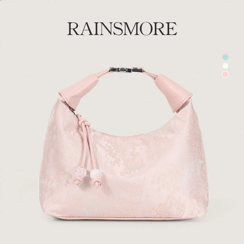 RAINSMORE Tas Bordir Wanita Gaya Vintage, Cocok untuk Musim Panas & Kerja, Tas Selempang dan Tangan Model Bucket yang Unik