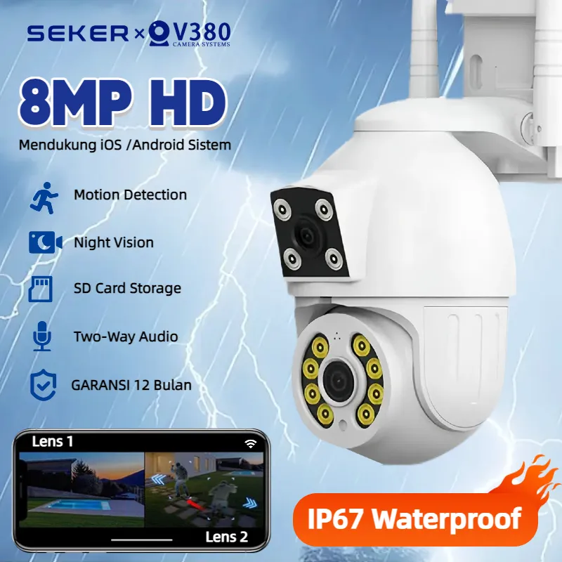 V380 Pro Dual Lens HD 10MP CCTV Wifi Two Way Audio 360° Video Rotation Remote Monitoring Kamera