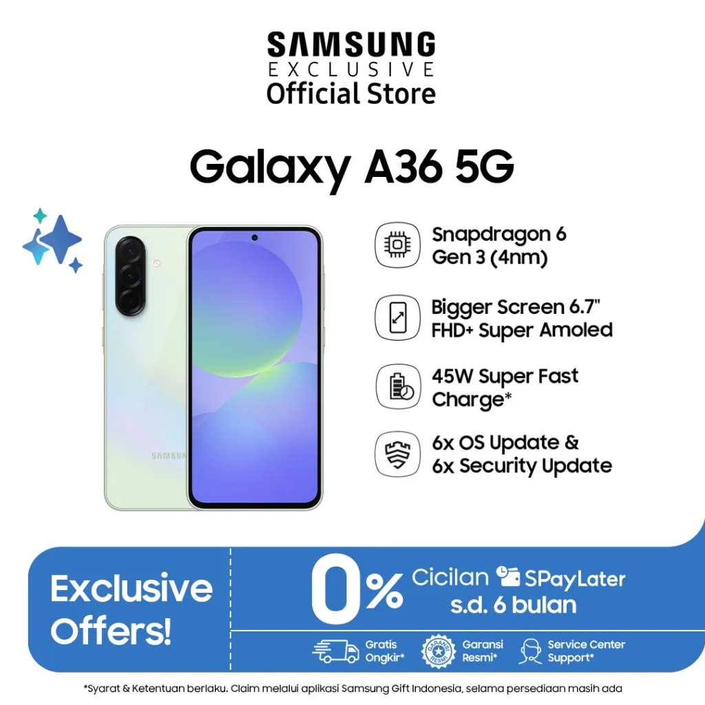 Samsung Galaxy A36 5G 8/256 GB - Awesome Light Green | Galaxy AI | Snapdragon 6 | 45W Super Fast Charge