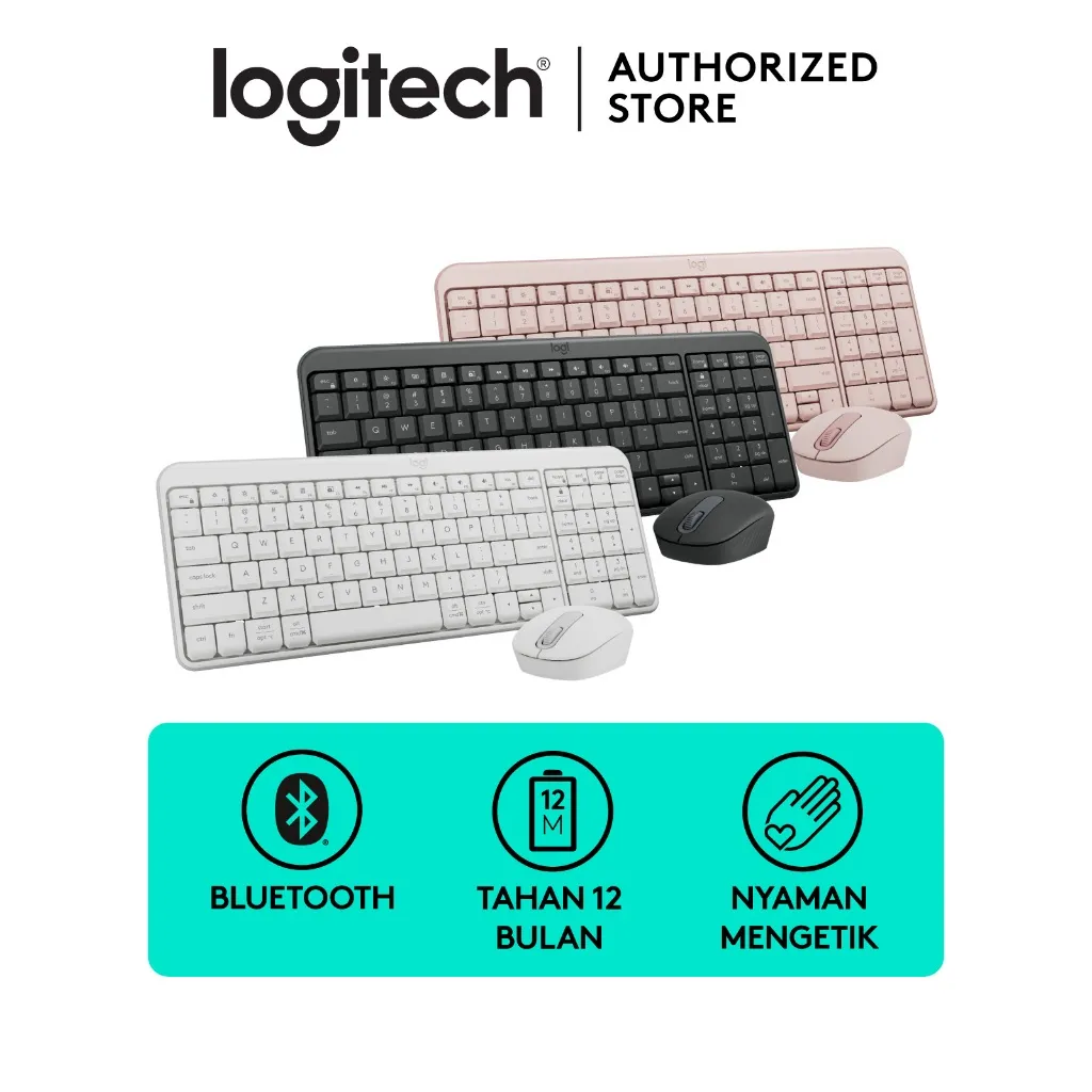Logitech MK250 Combo Mouse dan Keyboard Nirkabel Bluetooth , Konektivitas yang Cepat & Mudah, Keyboard Nirkabel Ringkas, Mouse Ambidekstrus, Produk Tahan Lama - Windows/MacOS