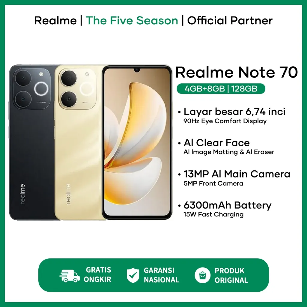 [NEW LAUNCH] realme Note 70 (4/64)(4/128) - 6300mAh Massive Battery, IP54 Water Resistance
