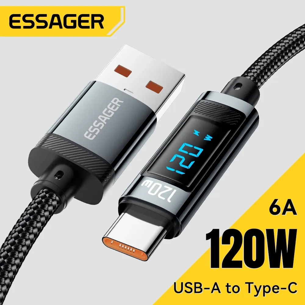 Essager Kabel USB Tipe C Cable Data Digital Display Pengisian Cepat 120W Untuk Ponsel 480Mbps