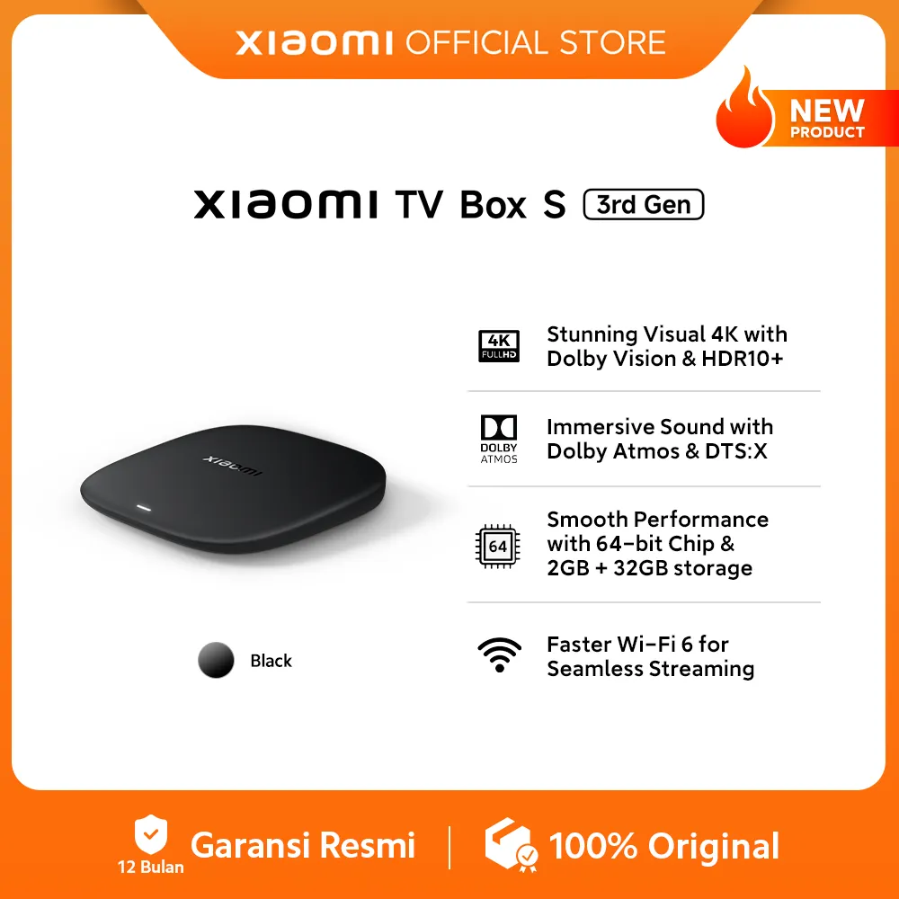 Xiaomi TV Box S (3rd Gen) | Stunning Visual 4K with Dolby Vision & HDR10+ | Immersive Sound with Dolby Atmos & DTS:X | Smooth Performance with 64-bit Chip & 2GB+32GB storage | Faster Wi-Fi 6 for Seamless Streaming [Official Store]