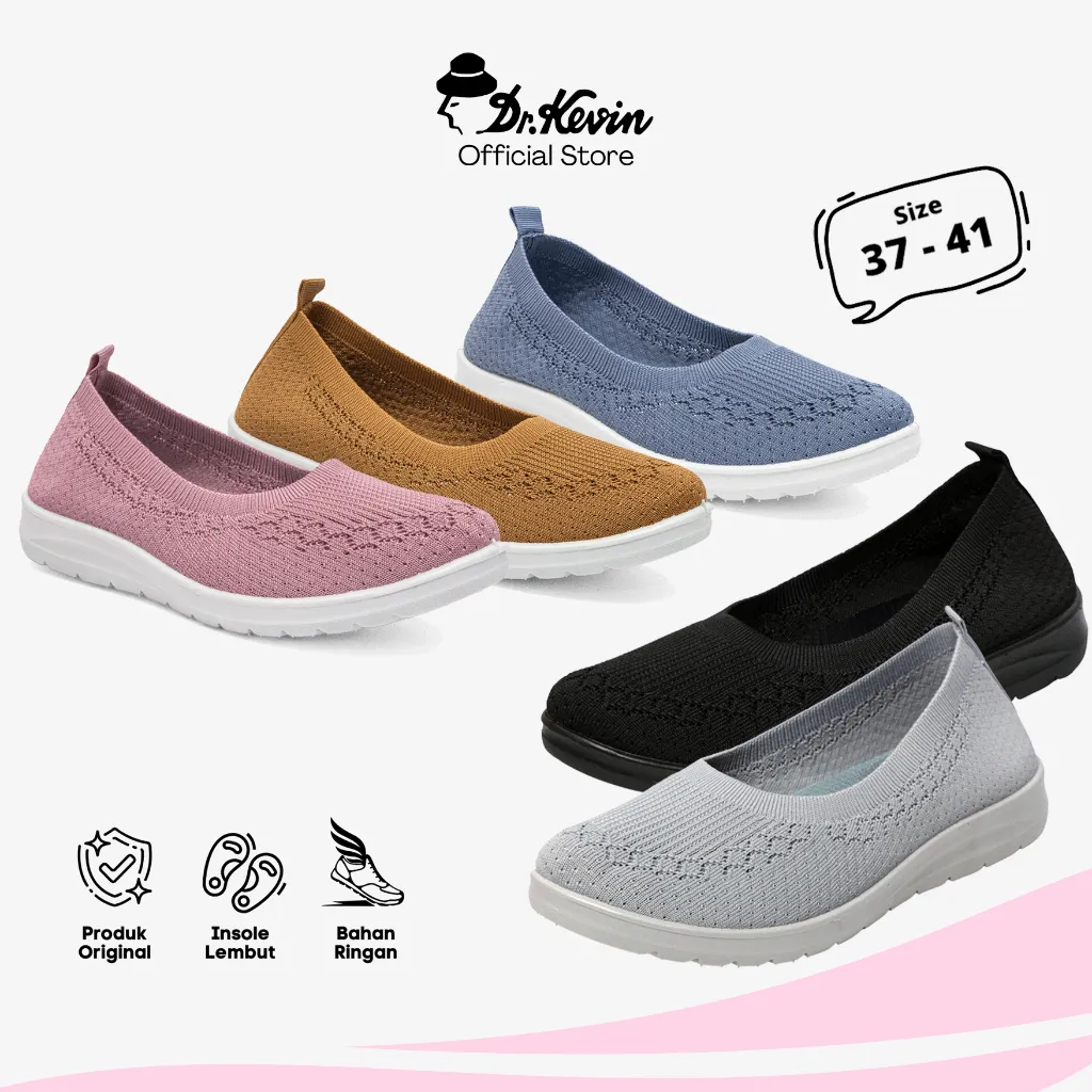 Dr. Kevin Sepatu Olahraga Sport Wanita Sneakers Flyknit Slip On 589-049