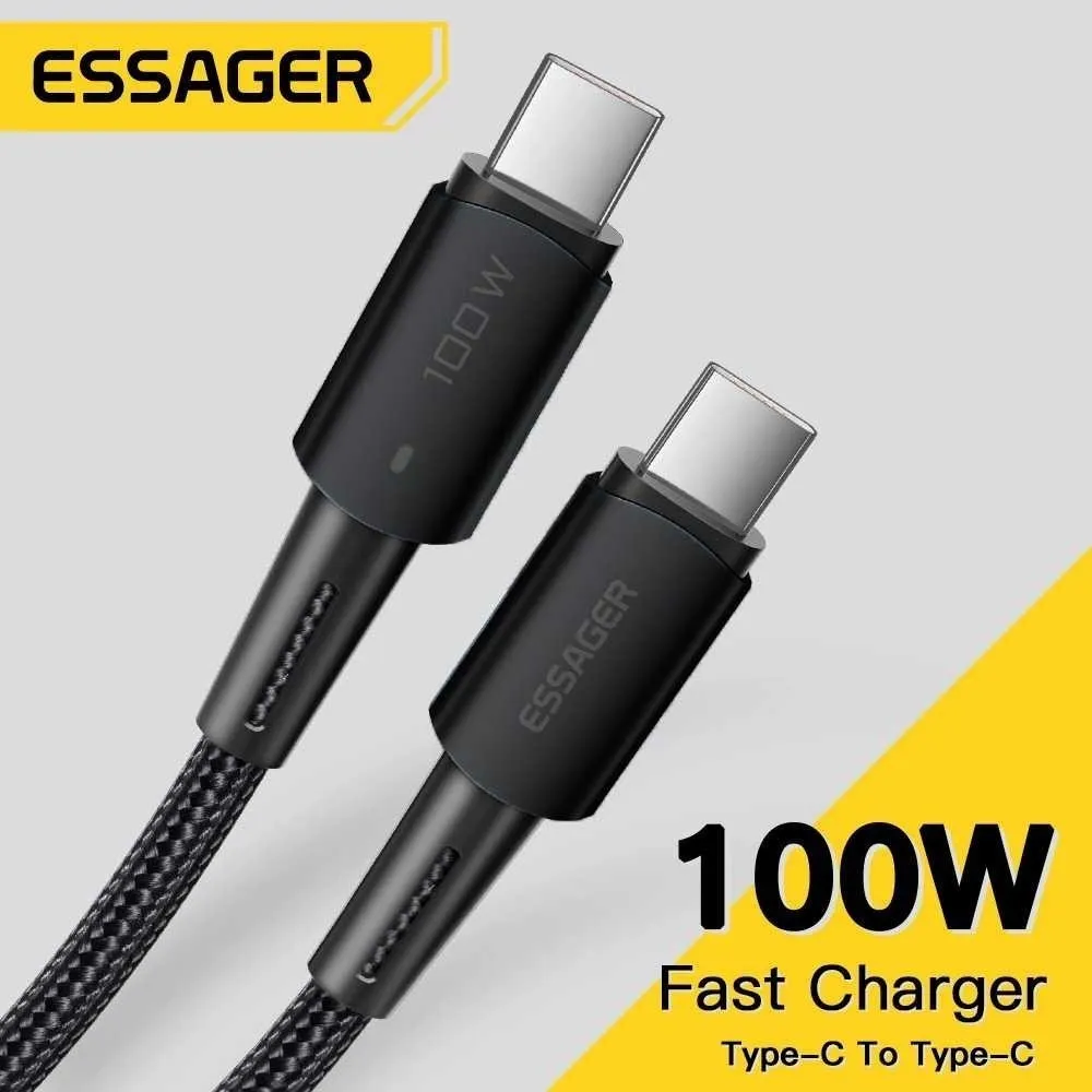 Essager Kabel Pengisian Cepat 100W Tipe C Ke Tipe C Untuk Samsung IP USB C Ke Kabel USB C 480Mbps