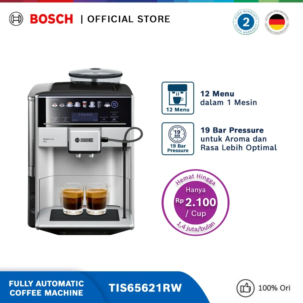 Bosch TIS65621RW Fully Automatic Coffee Machine VeroBarista 600 Silver
