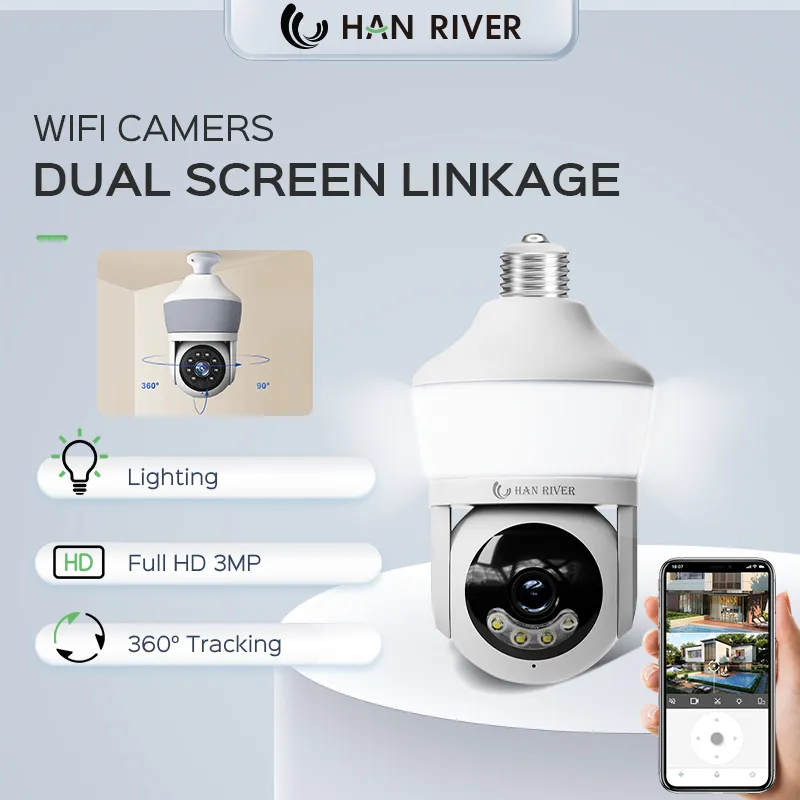 HAN RIVER CCTV Camera Smart Bohlam Lensa 3MP Full HD Rotation 360° Tracking Voice Smart Wifi Kamera