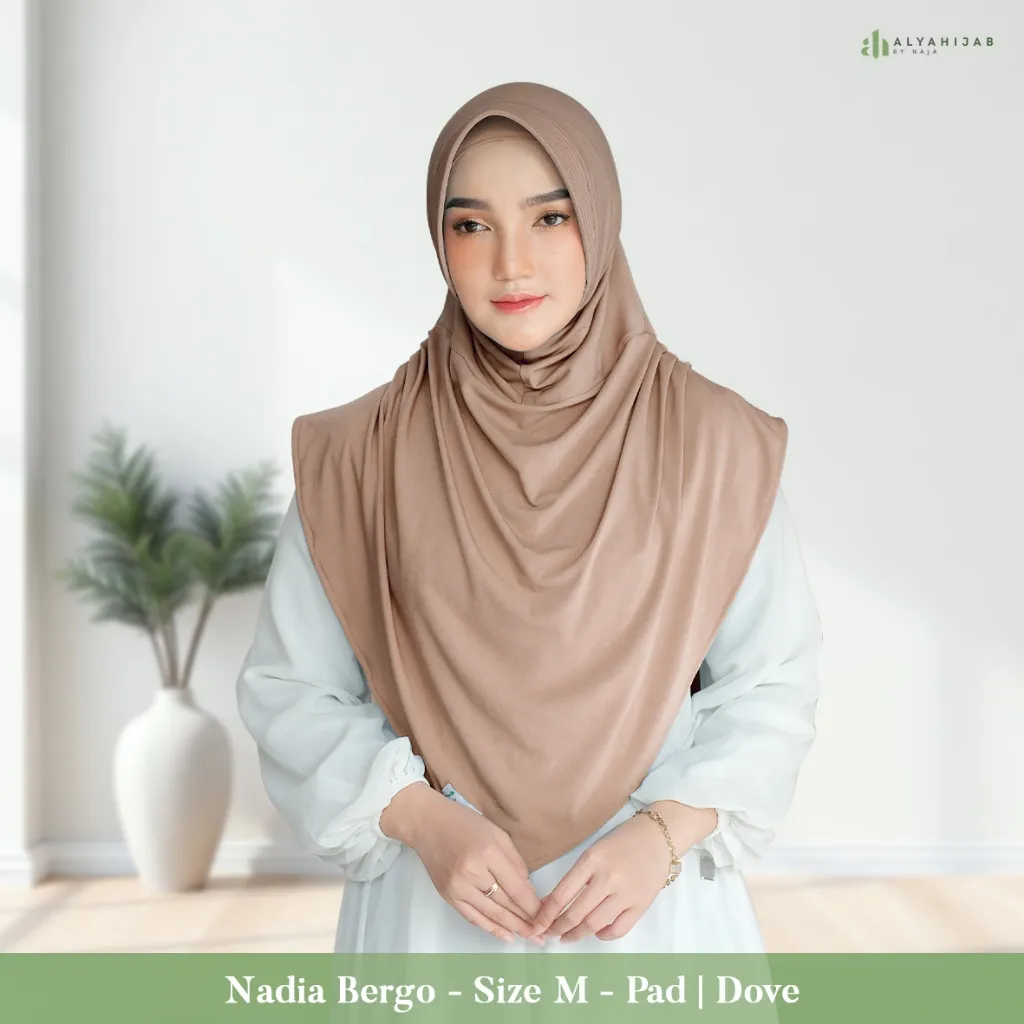 ALYAHIJAB - Nadia Bergo Size M (PAD) | Hijab instan bahan jersey premium untuk formal dan daily