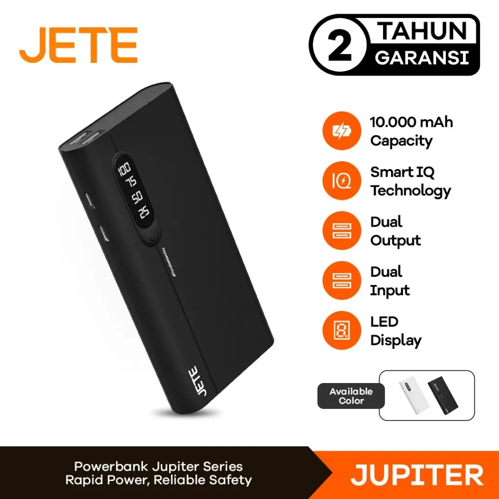 JETE Powerbank Fast Charging Jupiter 10000mAH Power Bank Portable Dual Port Type C With LED Indicator