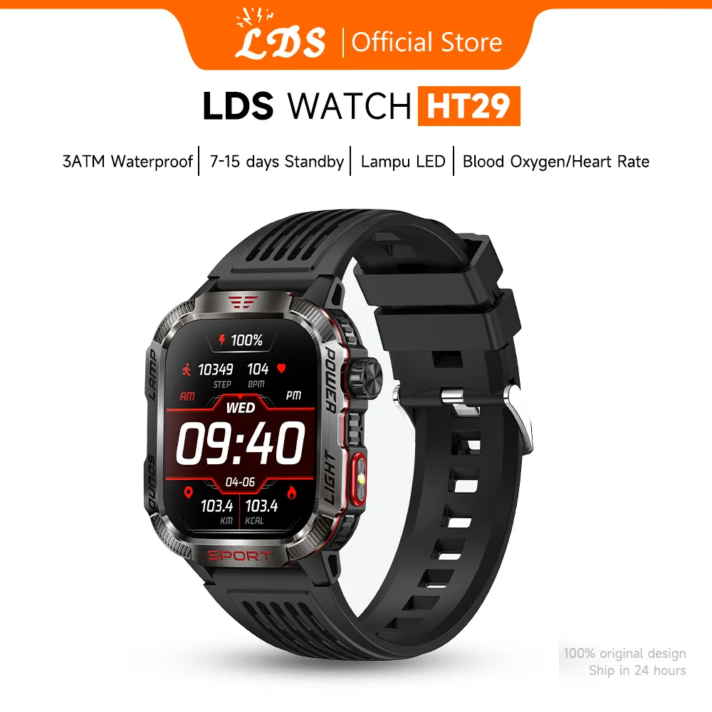 LDS Rugged Smartwatch Bluetooth Call 5ATM 50m Waterproof Heart Rate Outdoor Sports Smart watch Jam Tangan Pintar Olahraga Tahan Air Panggilan Bluetooth Pria 600mAh Pemantauan Kesehatan IP68 Jam Tangan Pintar Pria Tahan Air