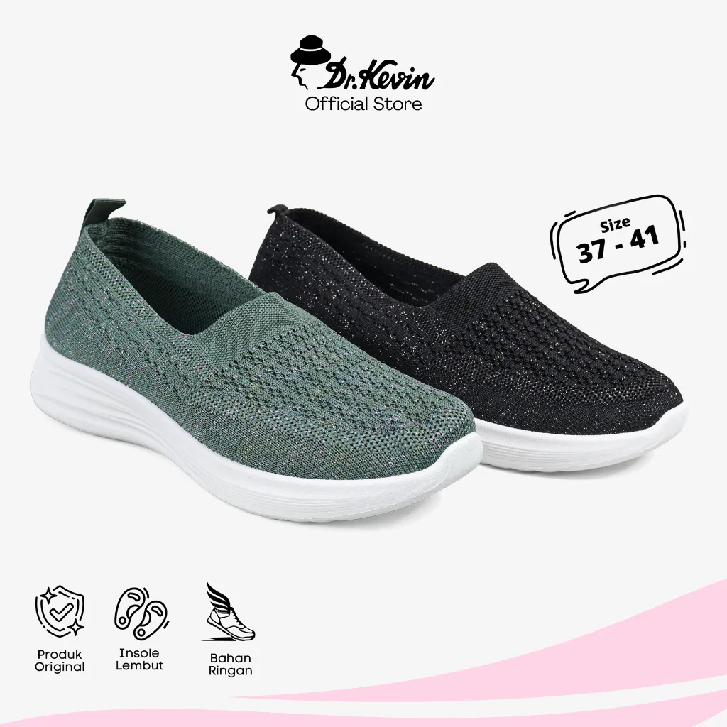 Dr. Kevin Sepatu Olahraga Sport Wanita Sneakers Rajut Slip On 559-011