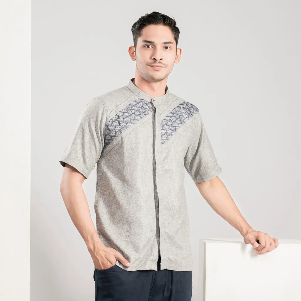 Muslimadani Baju Koko ZAFIR Regular dan Big Size koko Dewasa Lengan Pendek Bordir Kerancang Pakaian Muslim Pria