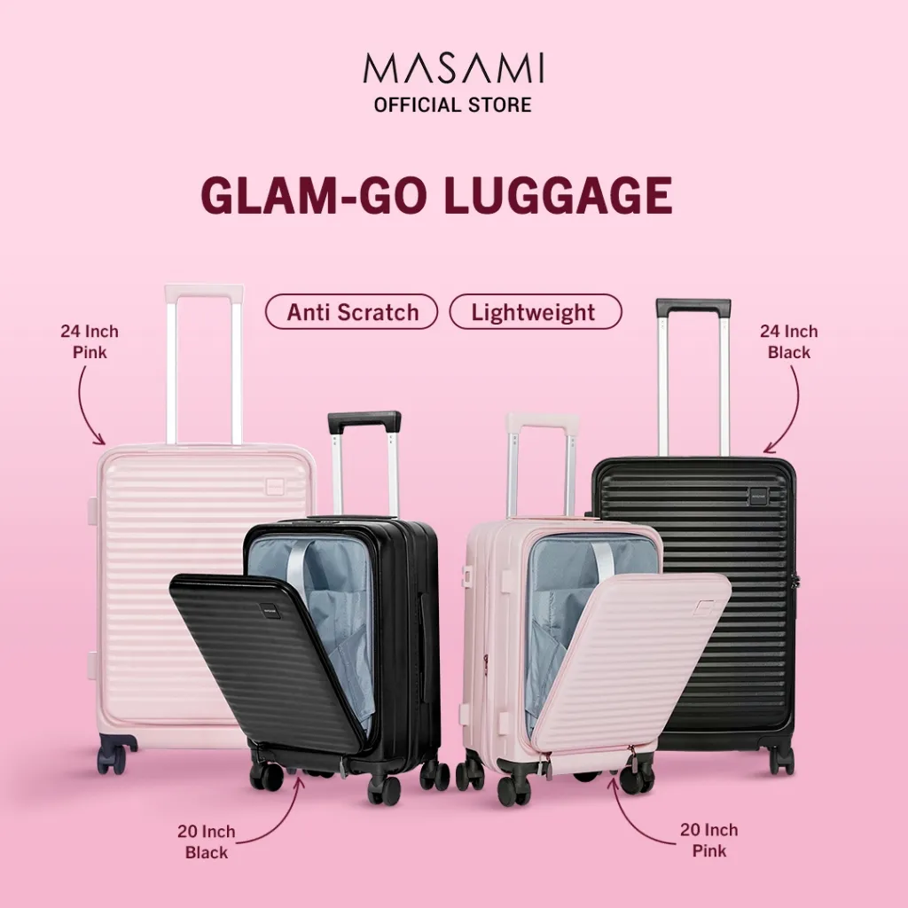 Masami 20 - 24 Inch Glam-Go Luggage / Koper Anti Baret / Koper Makeup / Koper Glam Go / Koper Serbaguna Koper Kabin & Bagasi Koper Bahan Kuat Anti Penyok Koper Tahan Banting