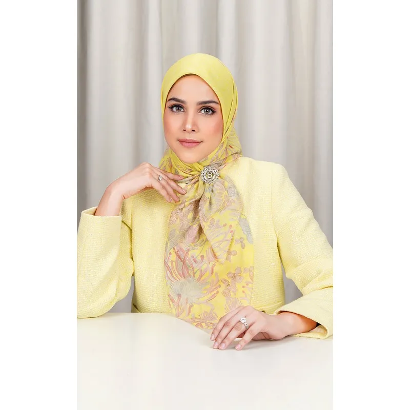 Buttonscarves - Hermosa Voile Square - Cassia / Hijab Motif Segi Empat