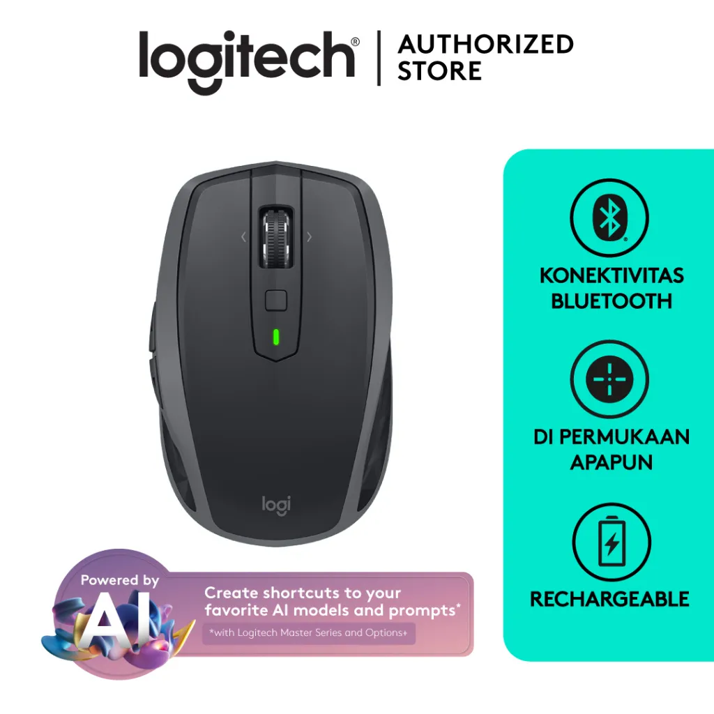 Logitech MX Anywhere 2S Mouse Wireless, Bluetooth, Rechargeable, Portable & Multi-devices for Power User Windows, Mac, Chrome OS, Android & iOS