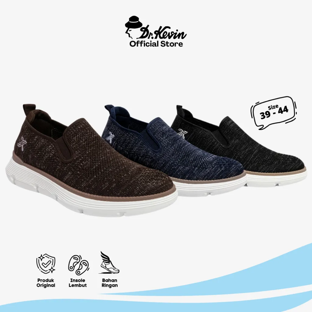 Dr. Kevin Sepatu Sport Pria Men Sneakers Sekolah Flyknit Slip On 889-081