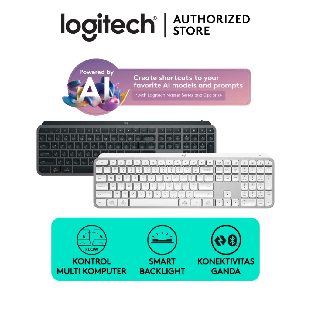 Logitech MX Keys S Keyboard Wireless Bluetooth, Pengetikan Hening yang Mulus, Tombol yang Dapat Diprogram, Lampu Latar, USB C yang Dapat Diisi Ulang, untuk PC Windows, Linux, Chrome, Mac