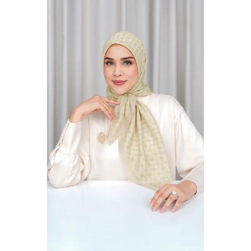 Buttonscarves - Ikat Voile Square - Humus / Hijab Segi Empat