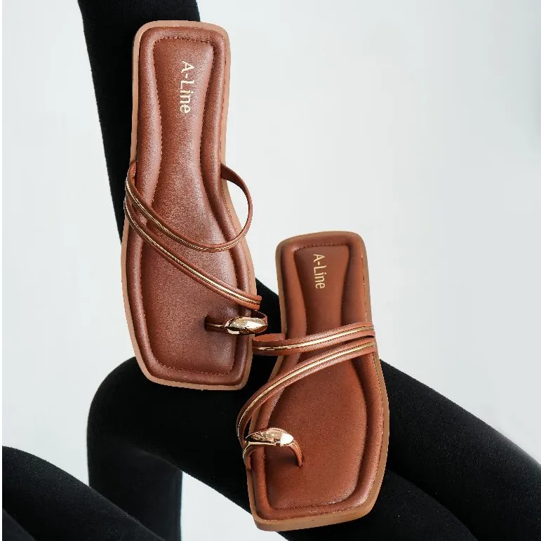 Aline Layla Sendal Flat Wanita Korea Tali Slip on