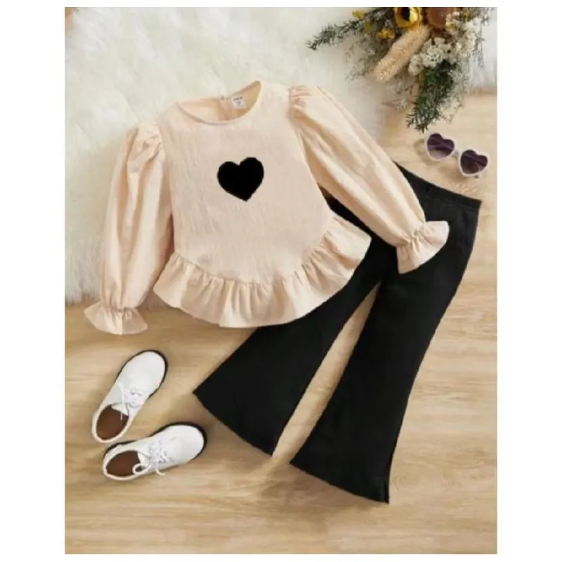 Zanlasva - Reina set lucu baju setelan anak lengan panjang dan celana hitam  perempuan kekinian usia 3-10 tahun