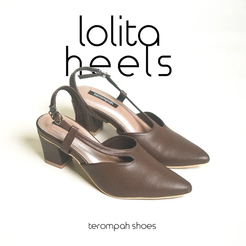 Tarompah Lolita Brown Heels Wanita