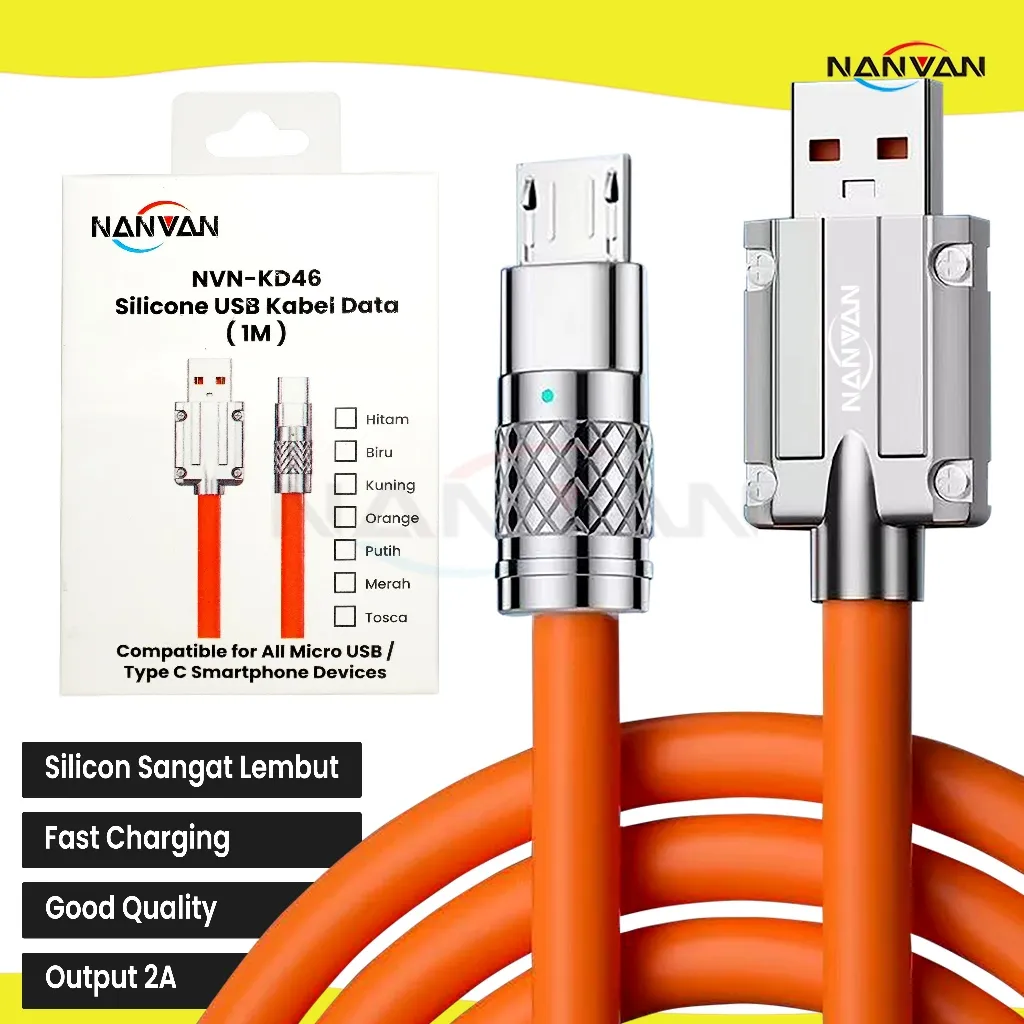 NANVAN NVN-KD46 Kabel Data Charger Fast Charging 120W Silikon For Micro Usb / Type C Smartphone