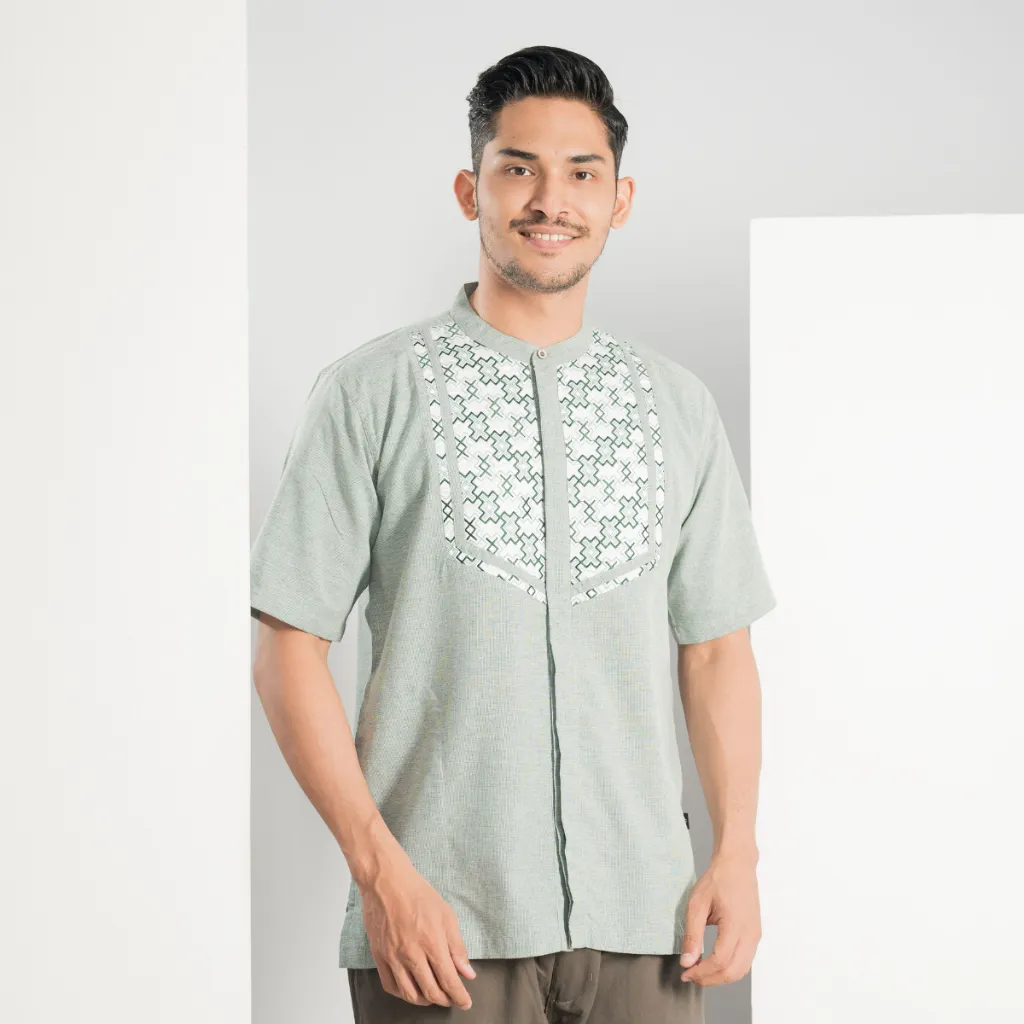 Muslimadani Baju Koko HASUNA Regular Koko Dewasa Lengan Pendek dan Lengan Panjang Bordir Kemeja Koko Muslimadani