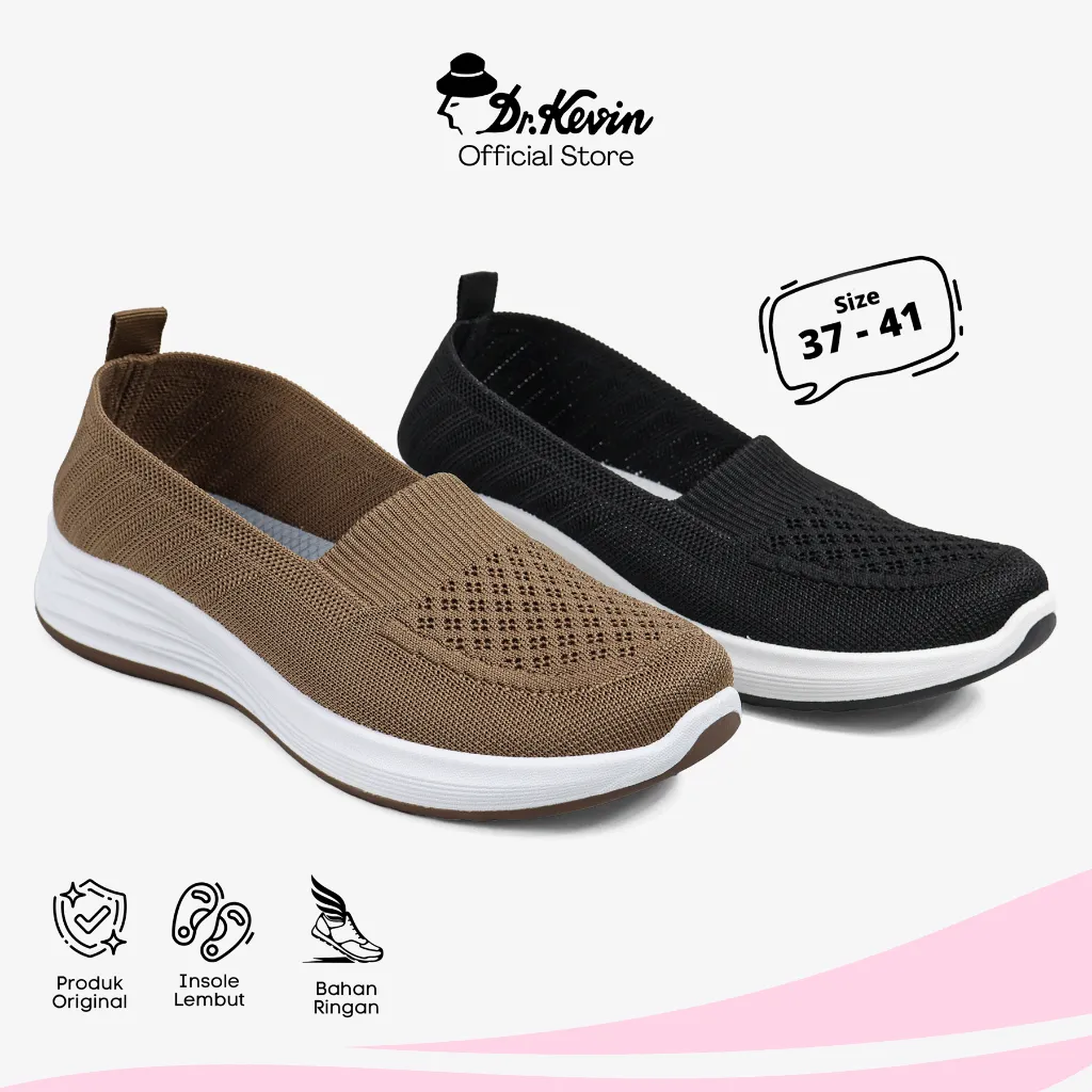 Dr. Kevin Sepatu Olahraga Sport Wanita Sneakers Rajut Slip On 559-012
