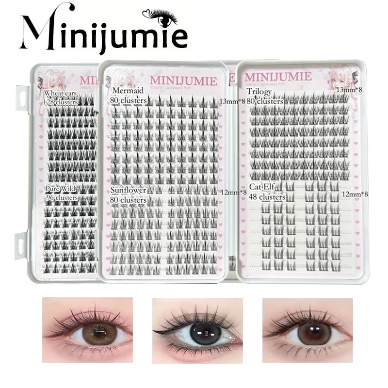 Minijumie Buku Trilogi Bulu Mata Alami  300 Cluster Little Devil Bulu Mata Tebal 12-13mm