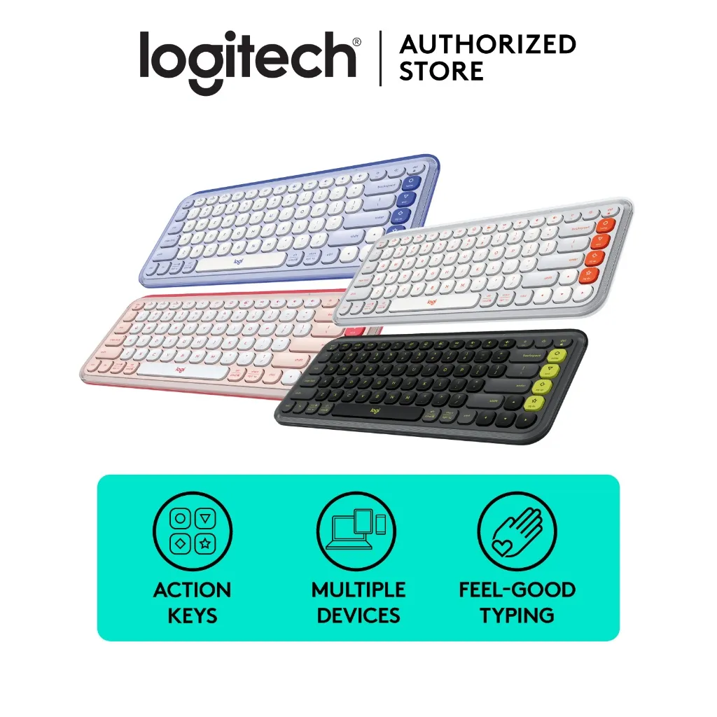 Logitech POP ICON KEYS Keyboard Bluetooth Wireless , Pengetikan Nyaman, Tombol yang Dapat Diprogram, Easy-Switch antara Maksimum 3 Perangkat, untuk Laptop, Tablet, PC