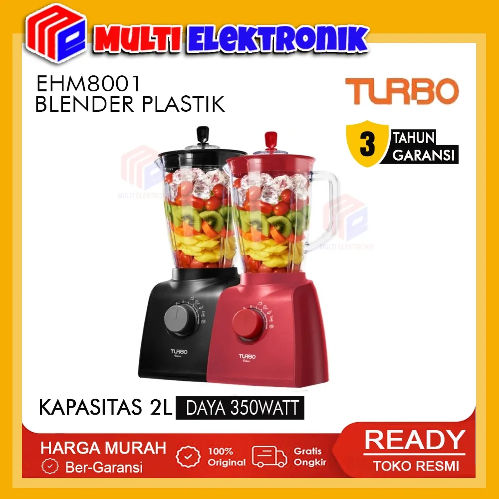 Turbo Blender Plastik EHM8001 / EHM-8001 Kapasitas 2 Liter Low Watt