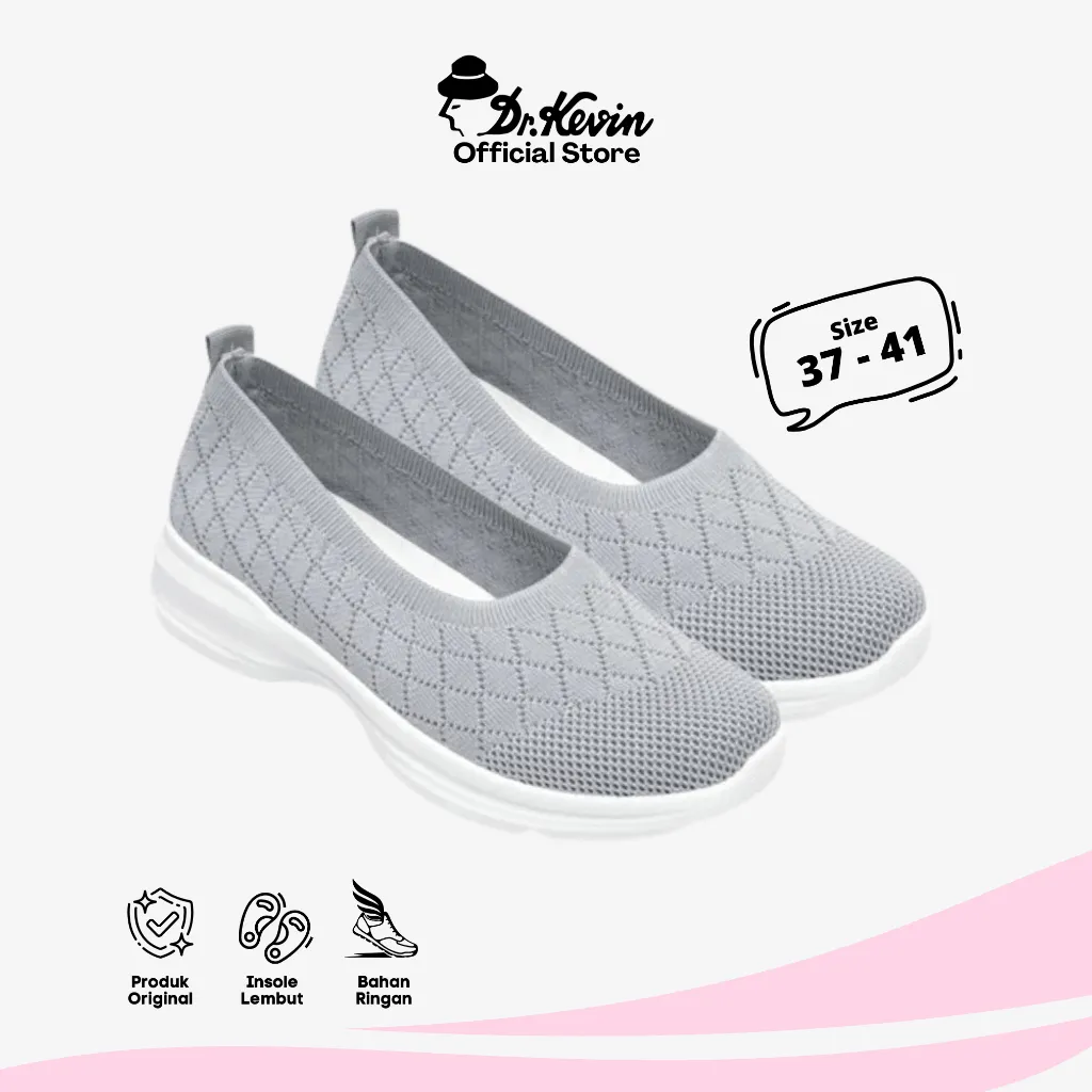 LIMITED STOCK Dr. Kevin Sepatu Olahraga Wanita Sneakers Flyknit Slip On 589-045