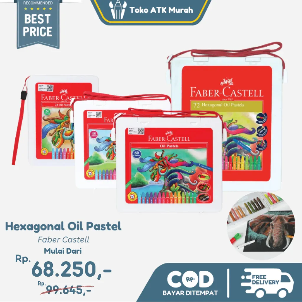 Krayon 24 / 48 / 60 / 72 Warna Faber Castel - Crayon Hexagonal Oil Pastels
