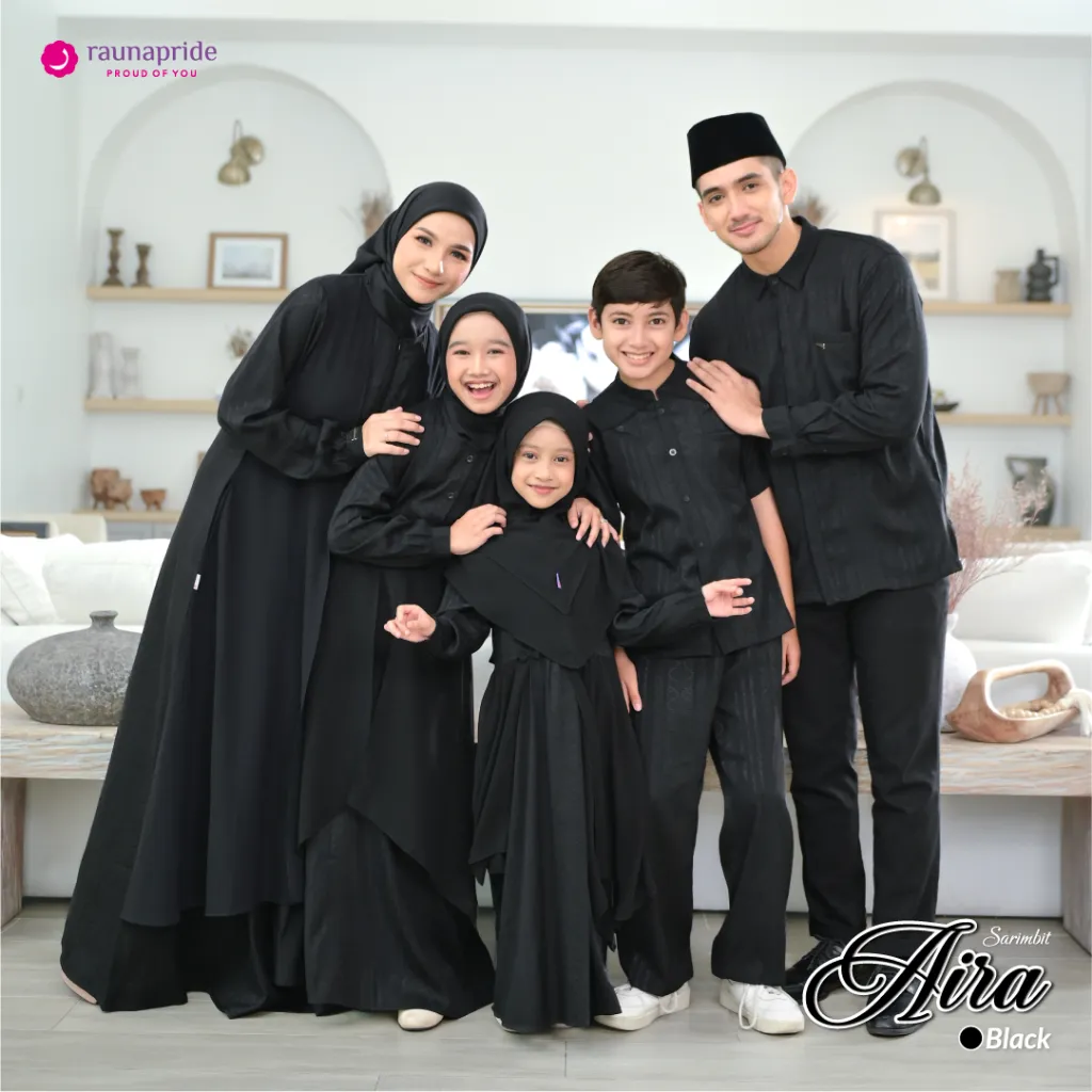 Rauna Pride - Sarimbit Aira Black Baju Couple Keluarga [ gamis koko ]
