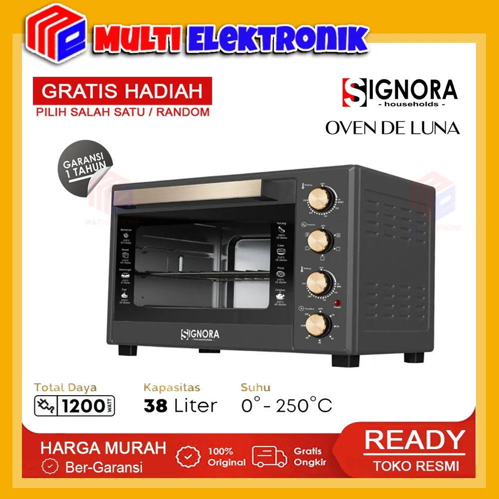 Signora Oven De Luna Kapasitas 38 Liter + Bonus Hadiah