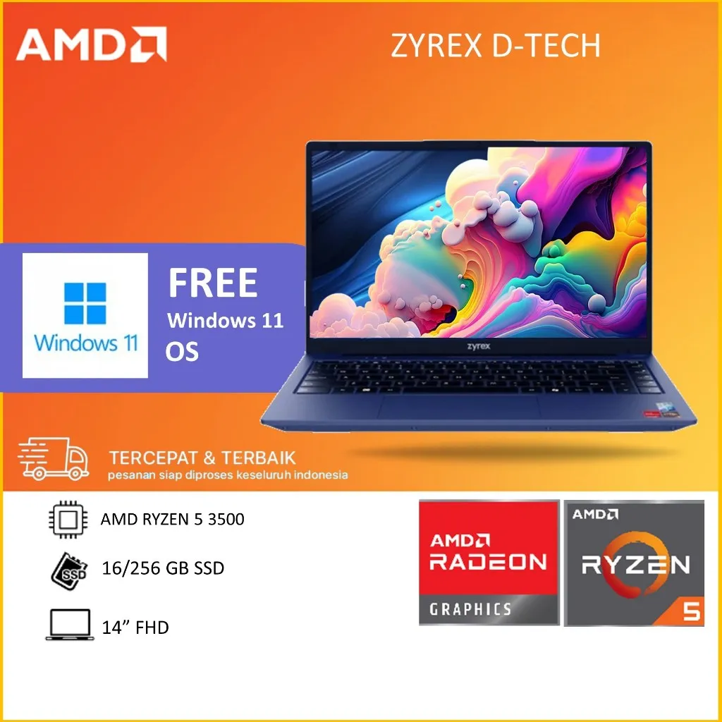 ZYREX D-TECH RYZEN 5 3500 RAM 16GB 256GB W11 14.0 BLUE