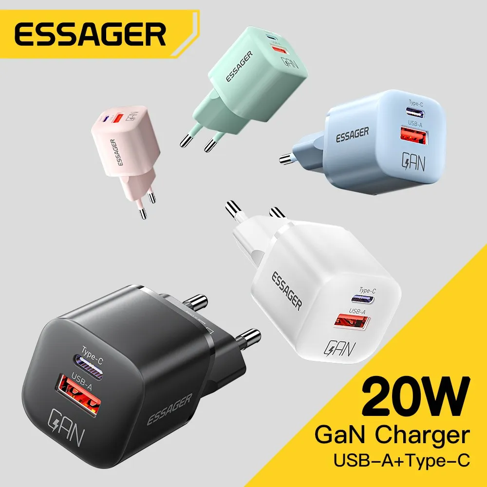 Essager Camber Kepala Adaptor Charger 20W USB Type C PD Fast Charging Untuk Charger iPhone 12 13 14 Mini Pro Max iPad Pro