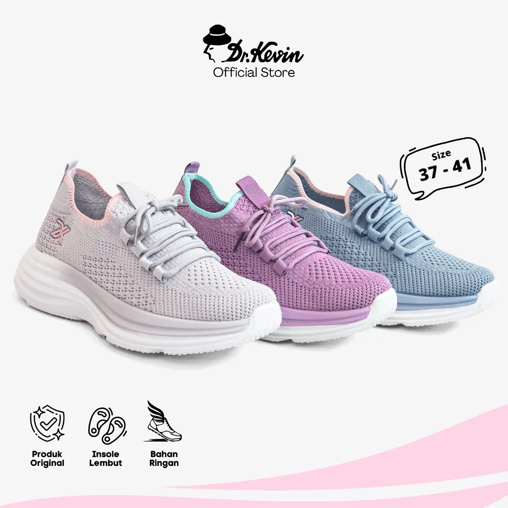 Dr. Kevin Sepatu Olahraga Sport Wanita Sneakers Rajut Tali 589-093