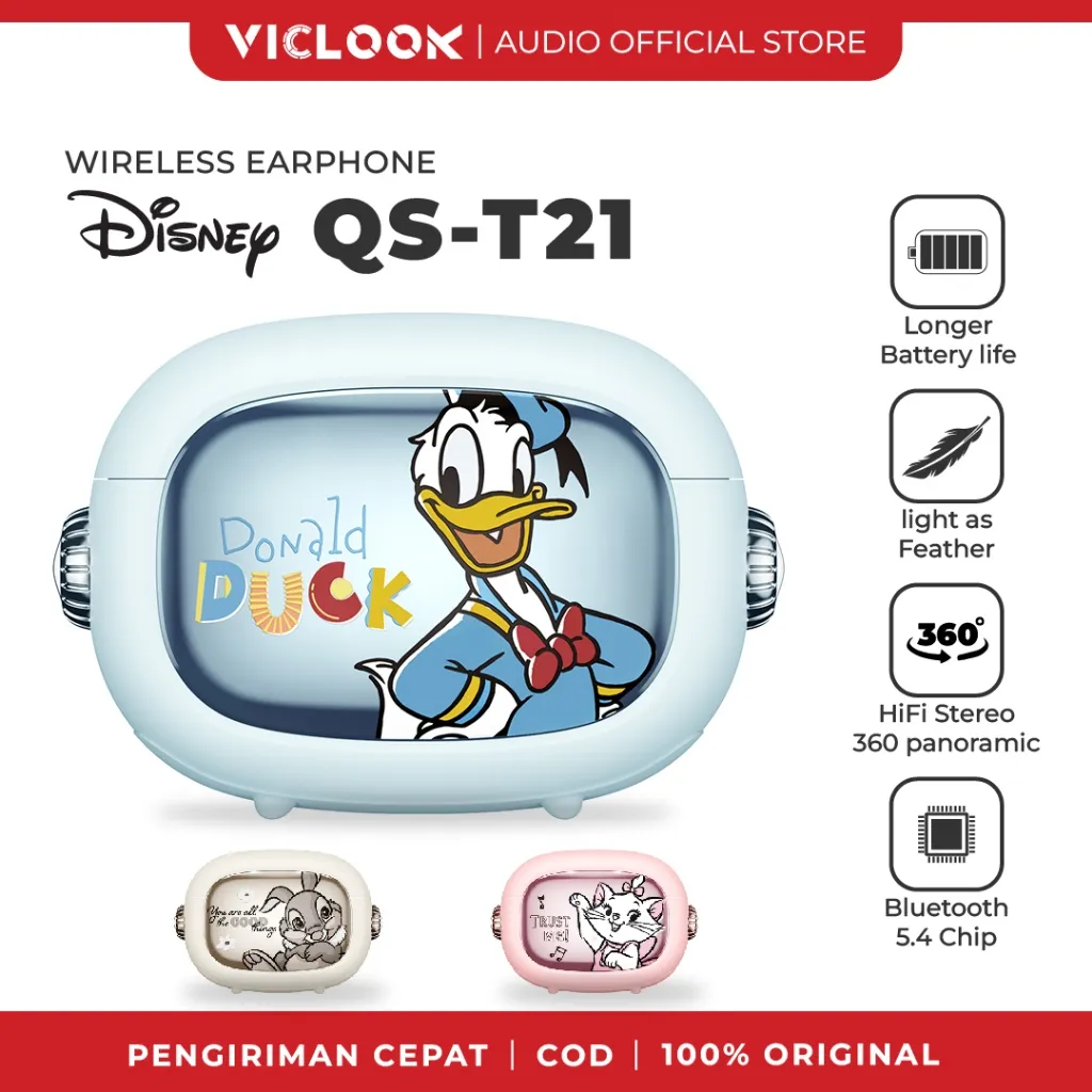 Disney X VICLOOK TWS Headset Bluetooth 5.4 True Wireless Earphone QS -T21 HiFi Stereo Sound