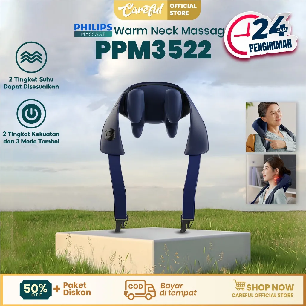 Philips massage PPM3522 Neck Pijat bahu dan leher/Punggung/Pinggang/Nyeri Bahu Pemanas
