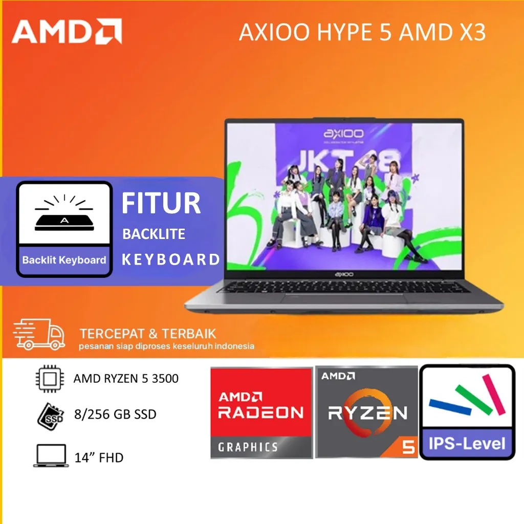 AXIOO HYPE 5 AMD JKT48 X3 RYZEN 5 3500 8GB 256GB W11+OHS 14.0FHD IPS BLIT