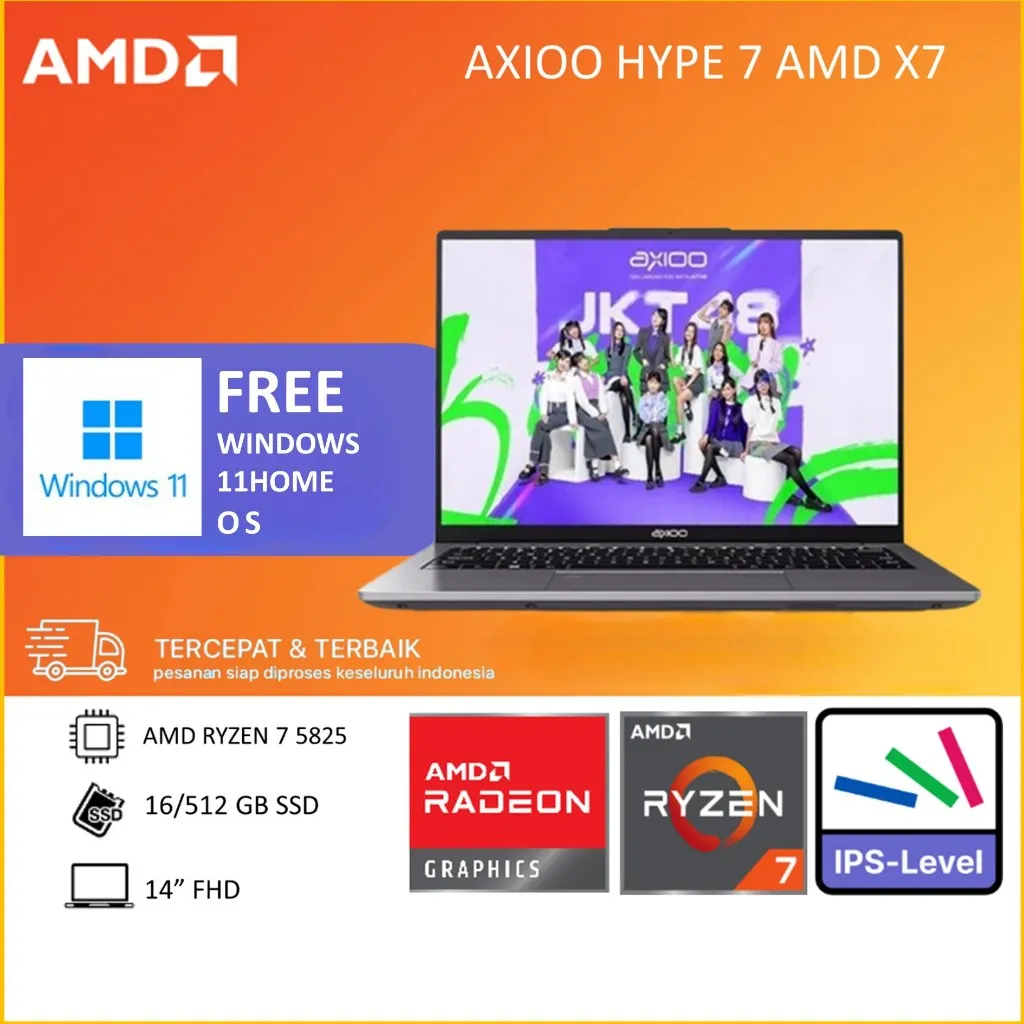 AXIOO HYPE 7 RYZEN 7 5825 8GB 512GB W11PRO/DOS 14.0FHD GRY