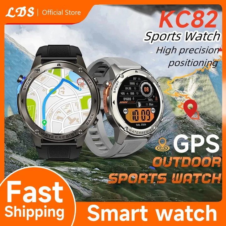LDS KC82 Smartwatch GPS Map | 1.45 Amoled | 5ATM Waterproof | Compass | Altitude Air Pressure jam olahraga | Pelacakan Real-Time | Layar Anti Gores | Tahan Air Jam Tangan
